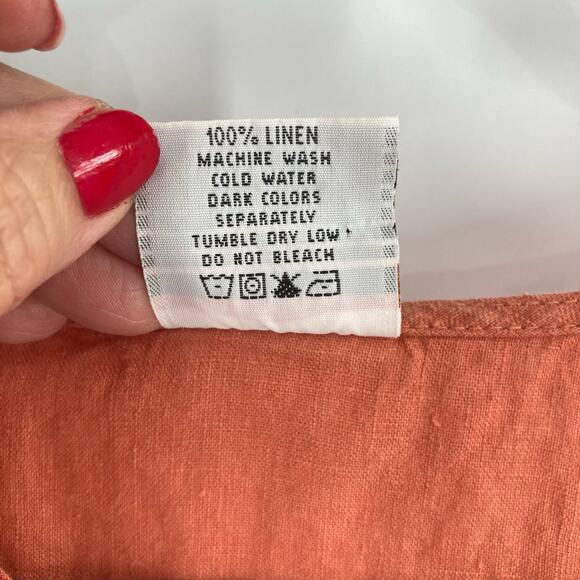 Click Color Me Cotton Linen Peach Orange Abalone Button Top Women’s Medium Coast - Picture 6 of 8